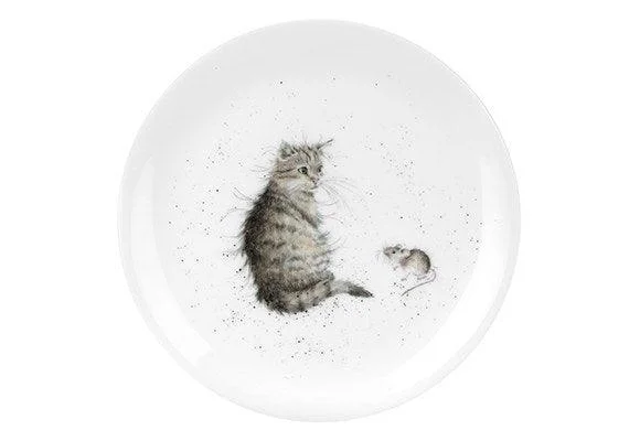 Classic red dessert plates-Royal Worcester Wrendale 8 inch Coupe Plate Cat & Mouse