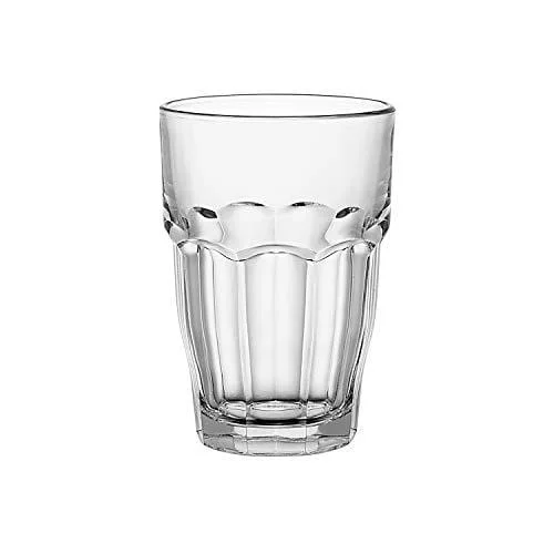 Spill-proof stainless steel cups-Bormioli Rocco Rock Bar Stackable Beverage Glasses – Set Of 6 Dishwasher Safe Drinking Glasses For Soda, Juice, Milk, Coke, Beer, Spirits – 12.5oz Durable Tempered Glass Water Tumblers For Daily Use