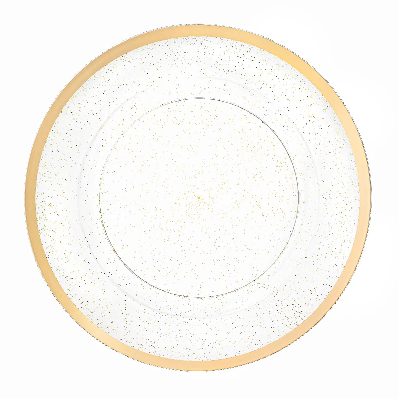 Retro ceramic serving platters-Gold Glitter 13″ Round Plastic Charger Plate - 4 Pack