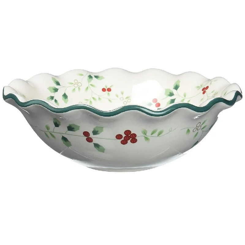 Outdoor acrylic picnic plates-Pfaltzgraff Winterberry 8.5" Individual Pasta Bowl - White