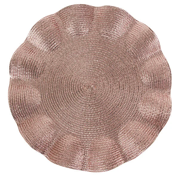 Elegant purple salad bowls-Rose Gold Braided Chargers 14.5" Round Charger Plate - 2 Pack