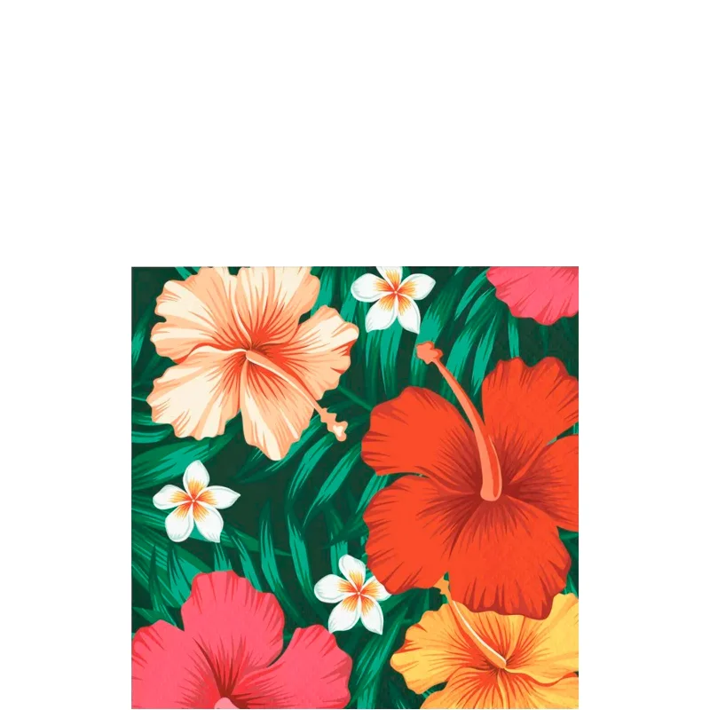 Durable plastic picnic sets-Tropical Flowers Beverage Napkins | 16ct