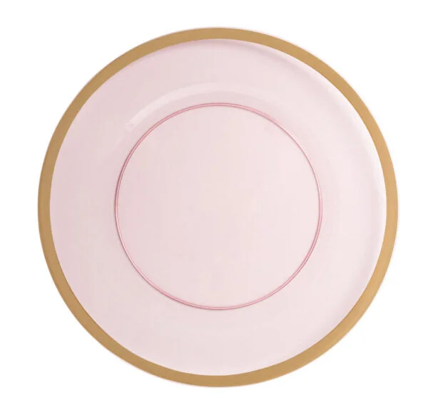 Sleek stainless steel platters-Pink and Gold Rim Chargers 13″ Round Plastic Charger Plate - 4 Pack