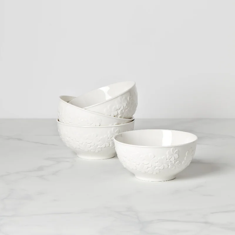 Handcrafted clay dinner bowls-Blossom Lane 4-Piece Bowl Set