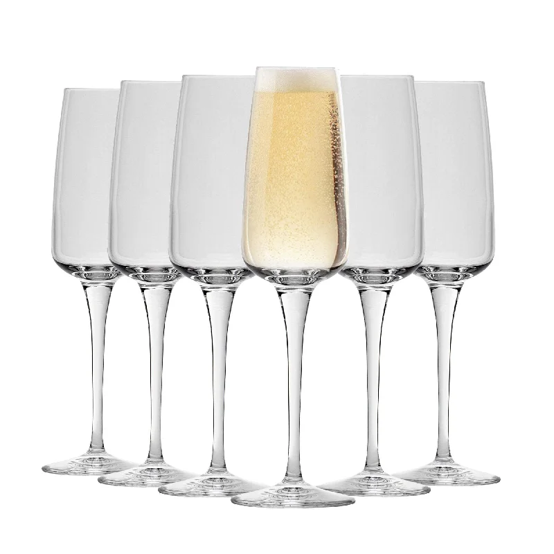 Luxury crystal drinking mugs-230ml Aurum Champagne Flutes - Pack of Six