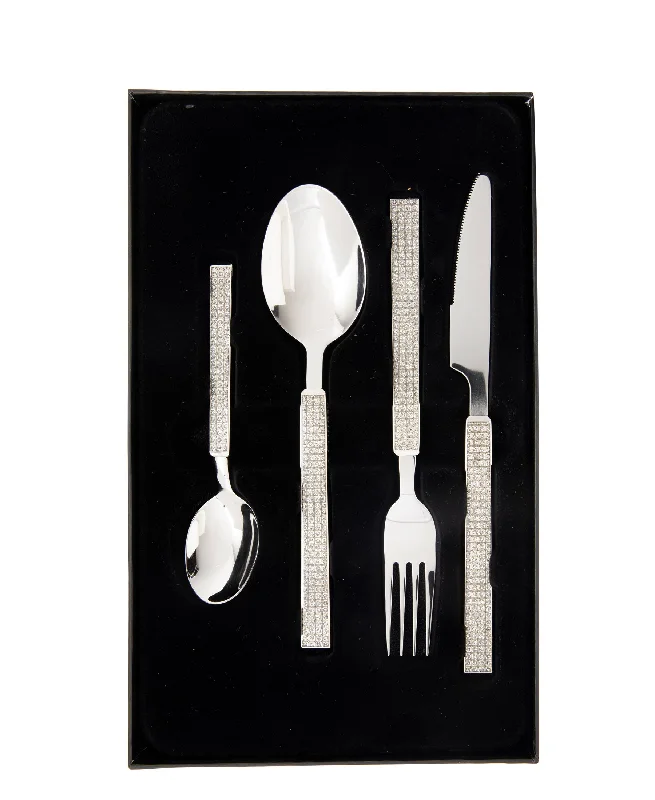 Vintage polka dot dishes-Jenna Clifford 16 Piece Diamond 18/10 Cutlery Set - Silver