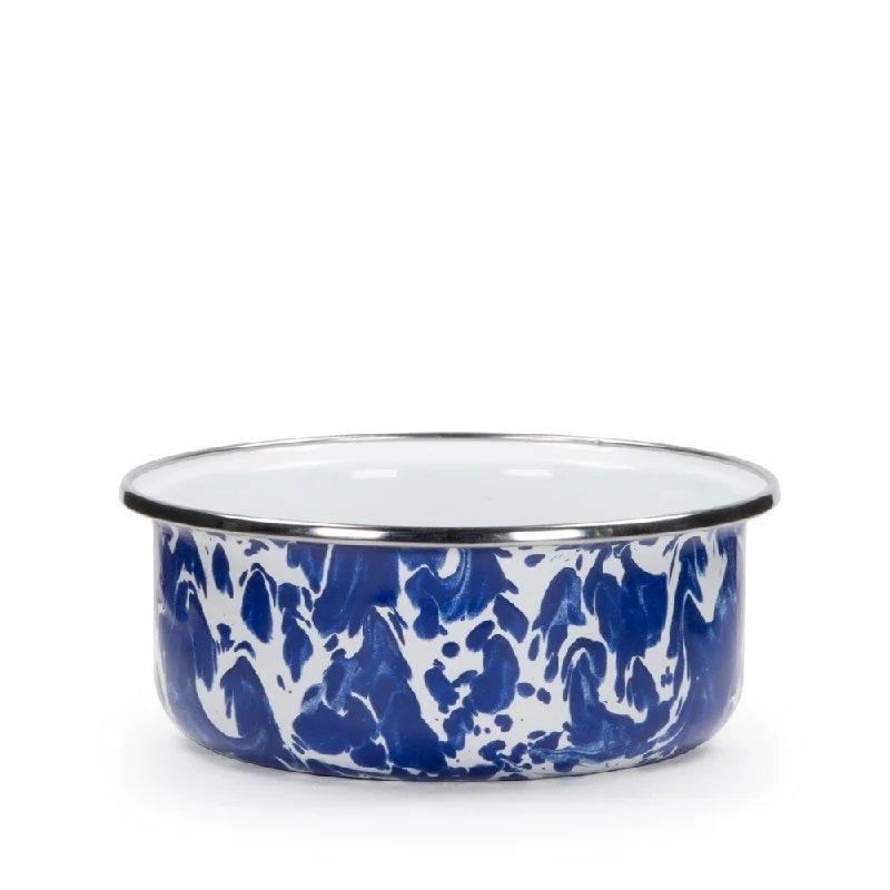 Cute kids’ cartoon trays-Golden Rabbit Cobalt Swirl Enamelware Soup Bowls (Pack of 4)