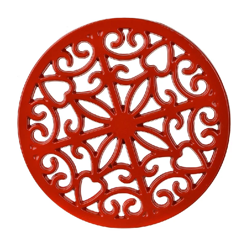 Retro checkered dinnerware-Cast Iron Kitchen Trivet Red 20cm