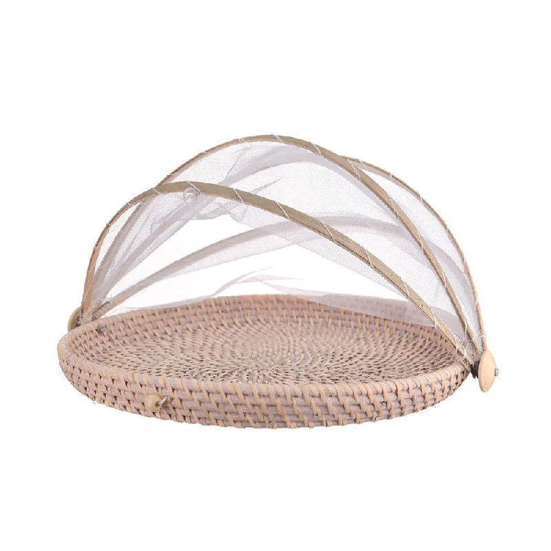 Designer crystal pitchers-Mesh Food Cover Rattan Base 35cm