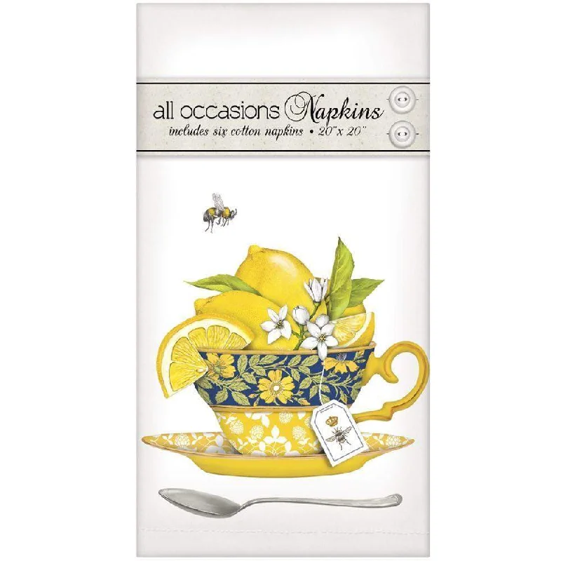 Lightweight acrylic bowls-Lemon Tea Cups 6 Cotton 20 x 20 Napkins