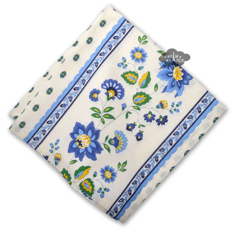 Cute kids’ cartoon trays-Fayence Blue & Cream French Cotton Napkin by Le Cluny