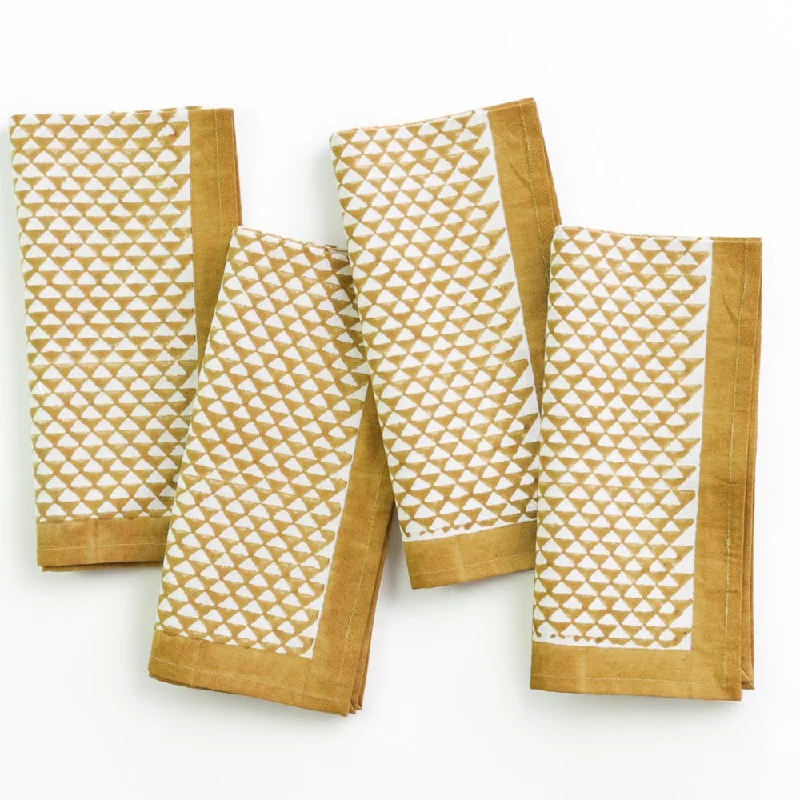 Outdoor bamboo dinner sets-Golden Triangle Napkin | Set of 4