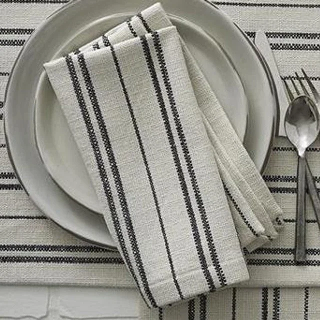 Stackable glass soup bowls-Railroad Stripe Napkins  Set of 6  Park Designs