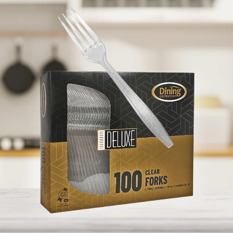 Artisan pottery soup bowls-Dining Collection Deluxe Forks (Box) - Clear Plastic - 100 ct. (#06462)