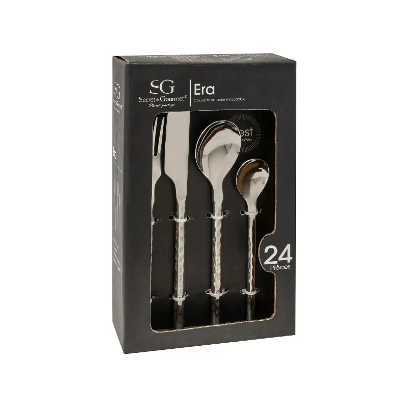 Elegant green dinnerware sets-Secret de Gourmet 24 Piece Era Cutlery Set Silver