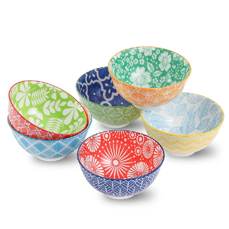 Retro checkered dinnerware-Ceramic Small Bowls 10 oz - Colorful  Cute Bowl Set for Dessert | Rice | Soup | Snack | Ice Cream | Side Dishes - Microwave and Oven Dishwasher Safe