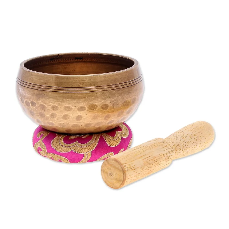 Sleek ceramic dinner plates-Novica Handmade Orange Mantra Brass Alloy Singing Bowl Set (3 Pcs)