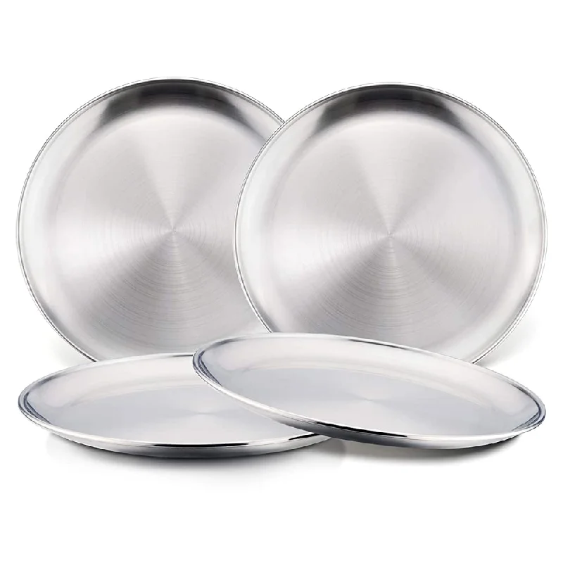 Outdoor bamboo dinner sets-Stainless Steel Matte Finish Quarter Plate, 7" Diameter