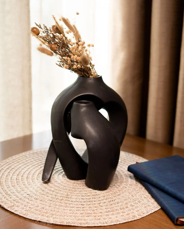 Retro woven plant hangers-Black Harmony Ceramic Vase | Set of 2