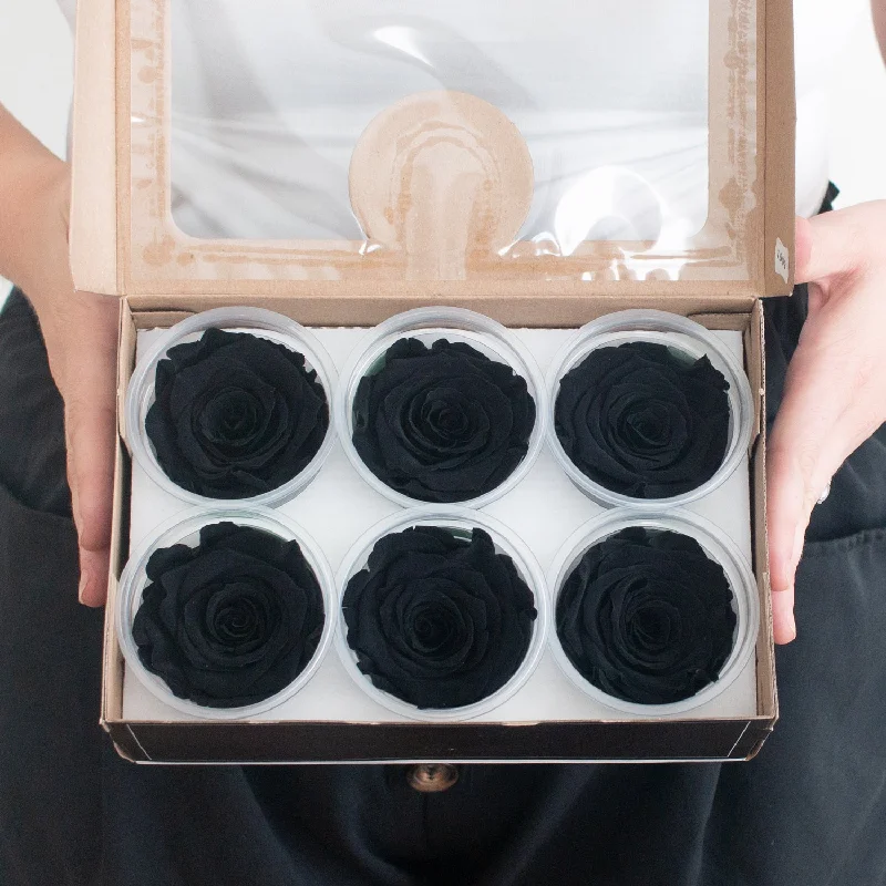 Retro ceramic wall vases-Black Preserved Roses