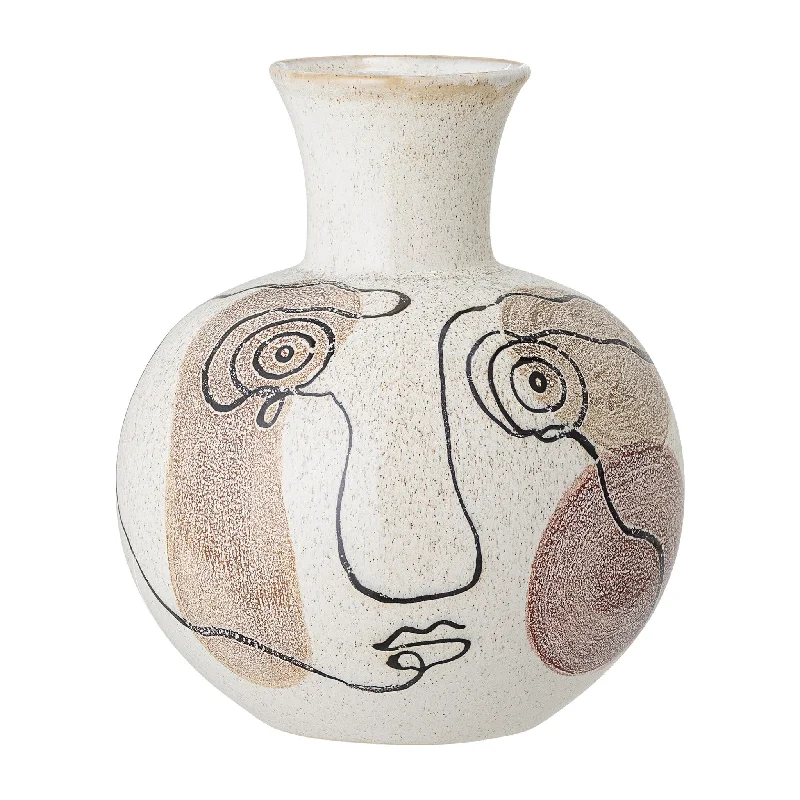 Hand-painted bamboo frames-Irini Vase | Stoneware | White