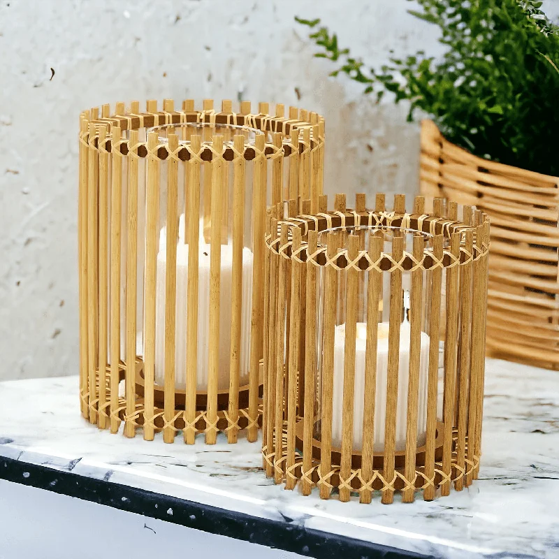 Retro glass table vases-Bohemian Bamboo Vase