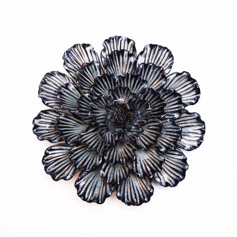 Luxury silk wall mirrors-Ceramic Flower Wall Art Mofo Blue