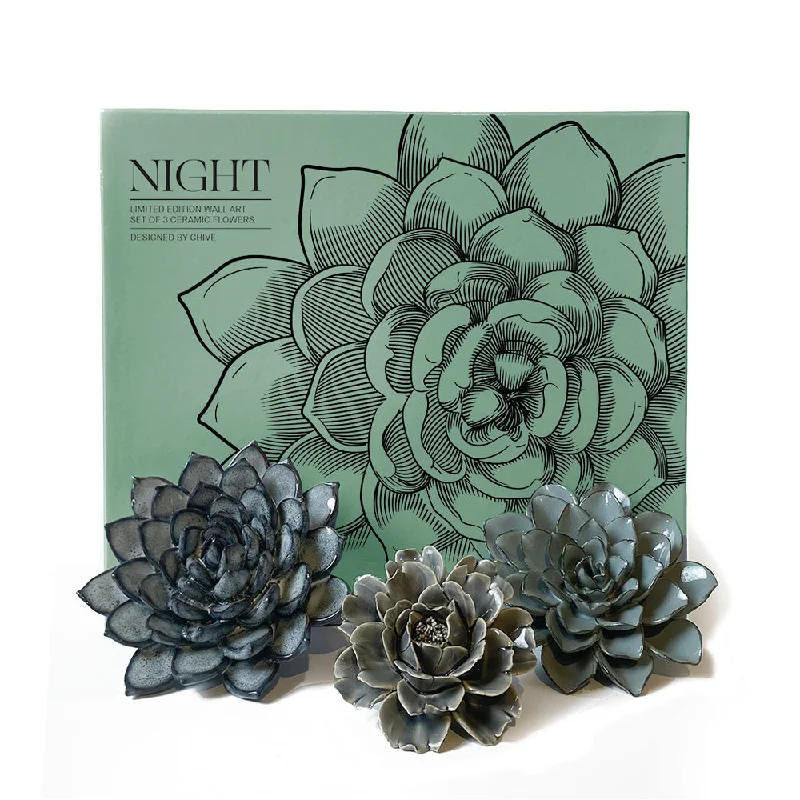 Bright orange accent cushions-Ceramic Flower Wall Art Night Box Set