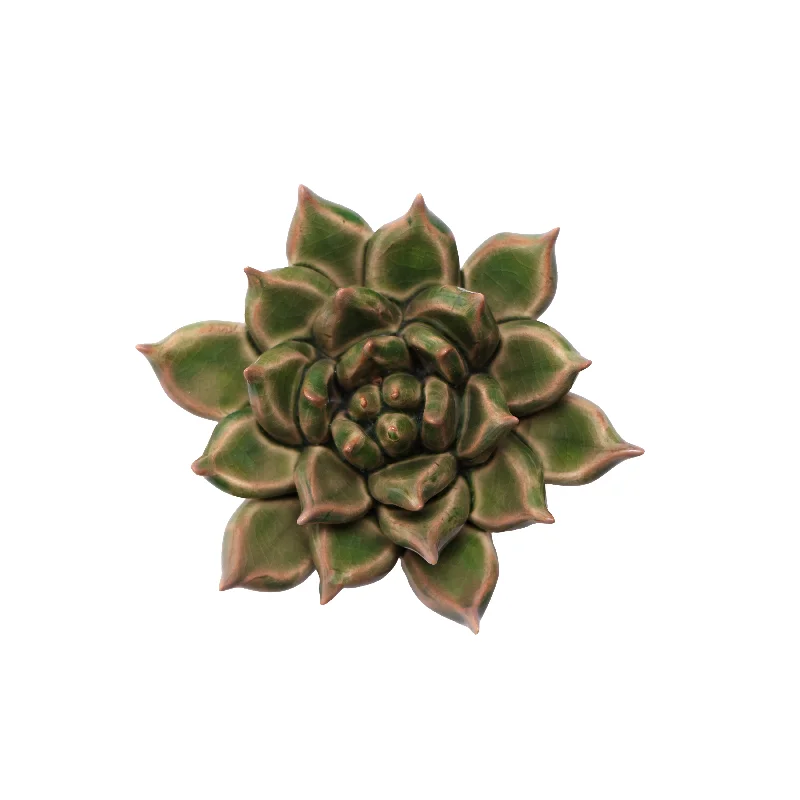 Bright orange wall frames-Ceramic Flower Wall Art Small Succulent Green