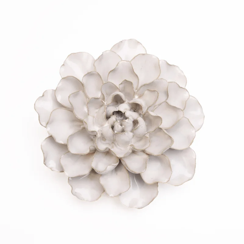 Sleek acrylic terrariums-Ceramic Flower Wall Art White Flower