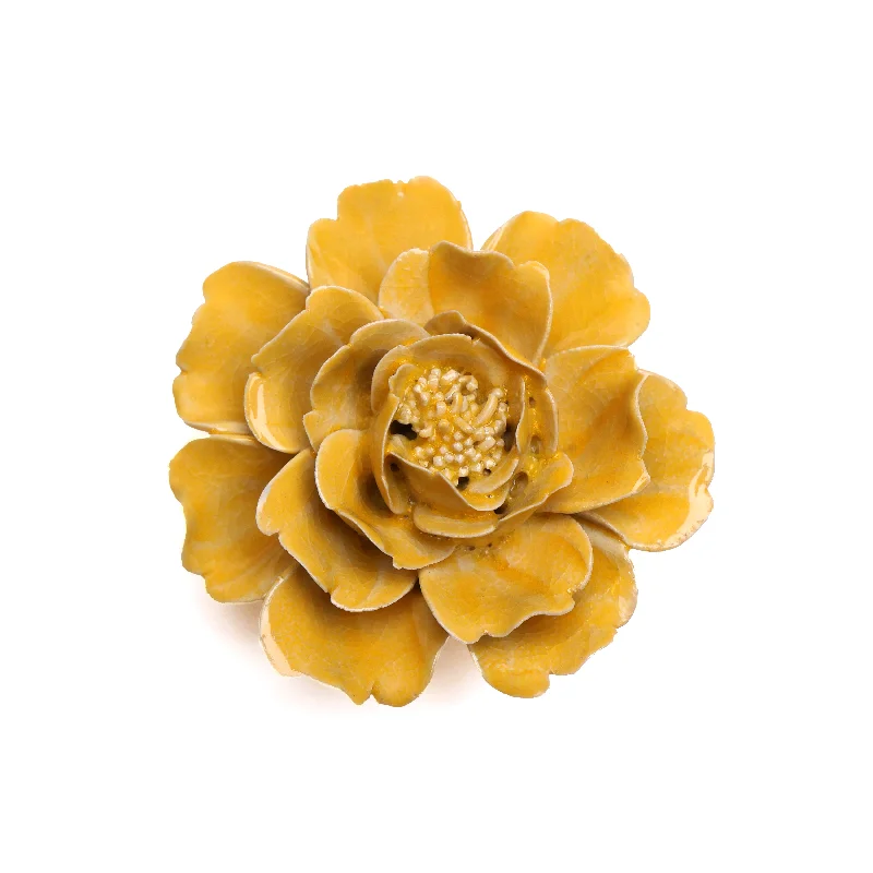 Stylish woven wall art-Ceramic Flower Wall Art Yellow Rose