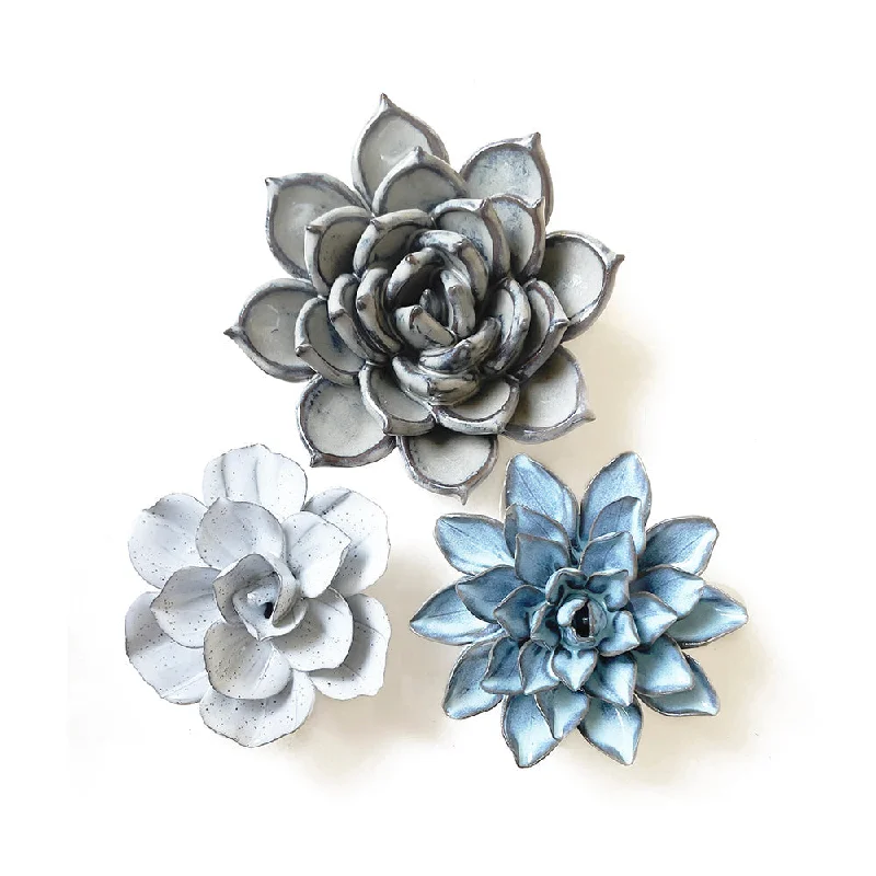 Modern minimalist sculptures-Ceramic Flowers With Keyhole For Hanging On Walls San Diego Set