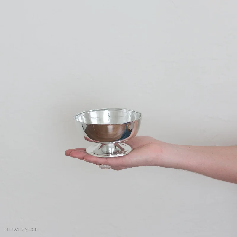 Modern circular wall mirrors-Classic Silver Mini Plastic Chalice Compote