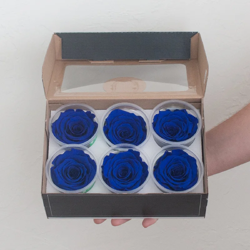 Minimalist rattan wall art-Deep Blue Preserved Roses