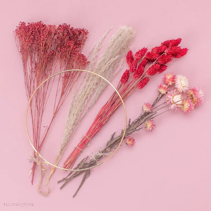 Cozy fleece wall tapestries-DIY Dried Flower Wreath Kit- Pinks