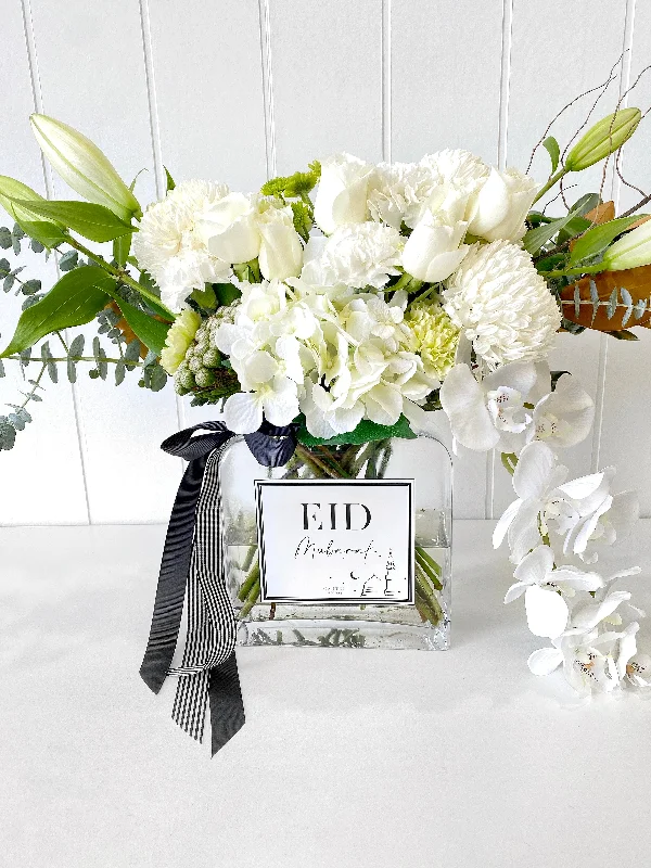 Sleek black metal statues-Special EID Vase + Mixed Blooms (Limited)