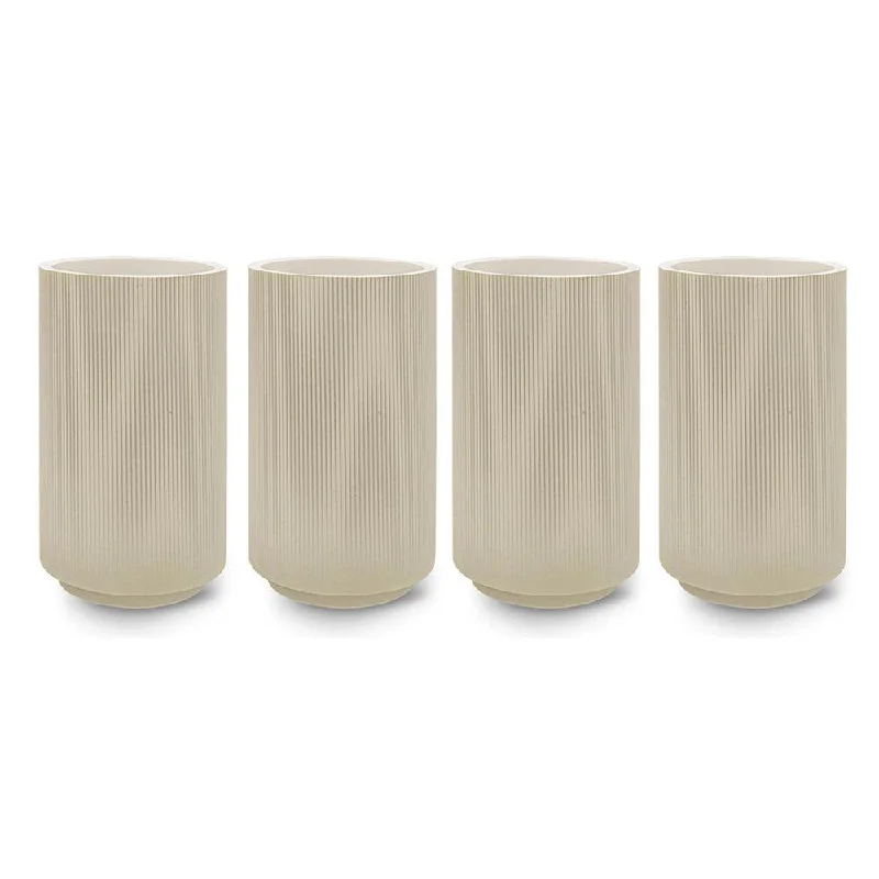 Minimalist glass wall lanterns-Set of 4 Large Ribbed Cylinder Vases