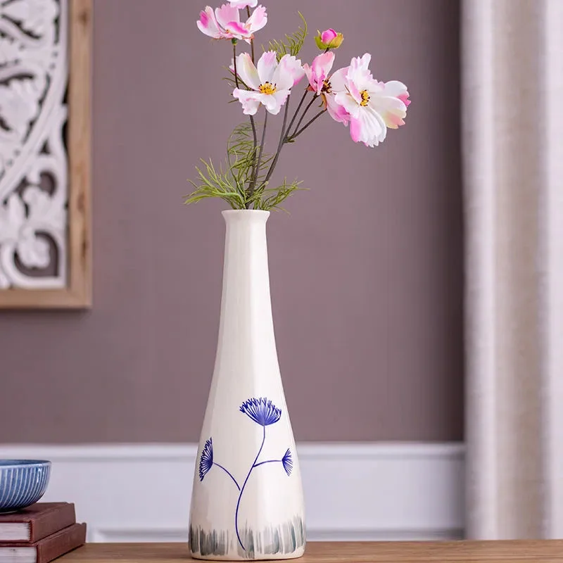 Sleek stainless wall decor-Off White Modern Decorative Ceramic Handcrafted Flower vase