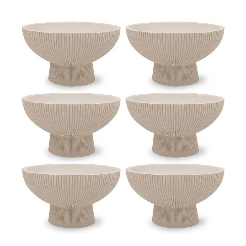 Sleek circular wall clocks-Set of 6 Ribbed Pedestal Decorative Bowls