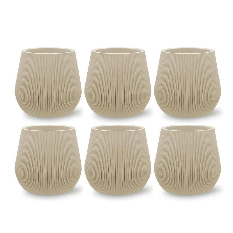 Modern circular wall mirrors-Set of 6 Ribbed Short Fluted Boho Vases