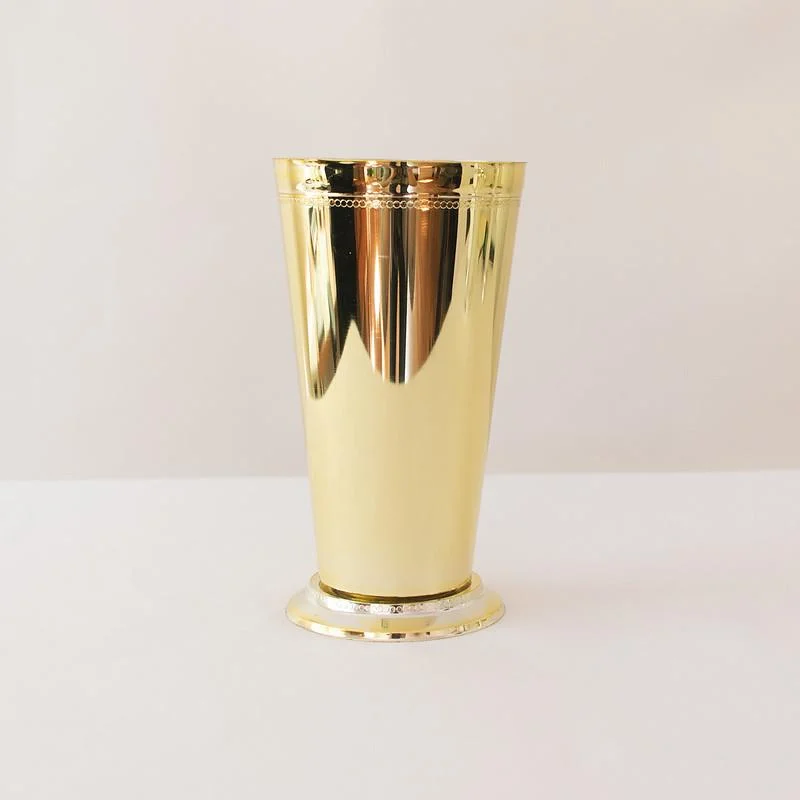 Hand-painted wooden figurines-Tall Gold 7'' Mint Julep Plastic Cup