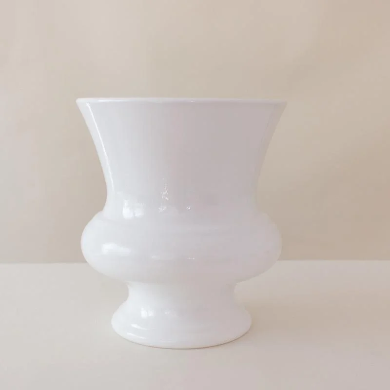 Designer glass table vases-White Designer Resin Urn