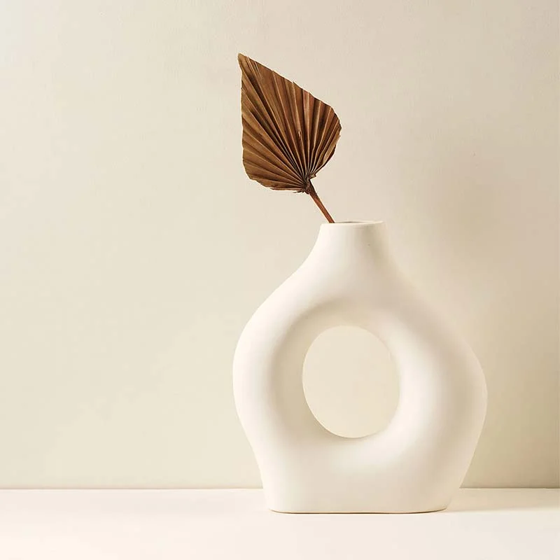 Retro woven plant hangers-White Nordic Design Vase