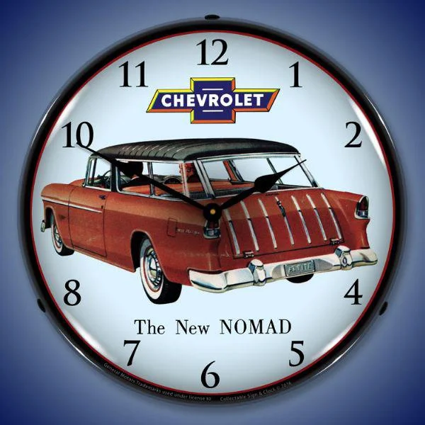 Rustic wooden accent shelves-1955  Chevy Nomad Backlit LED Clock