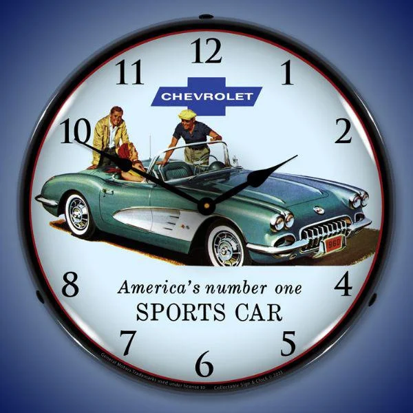 Designer glass chandeliers-1960 Corvette Backlit LED Clock