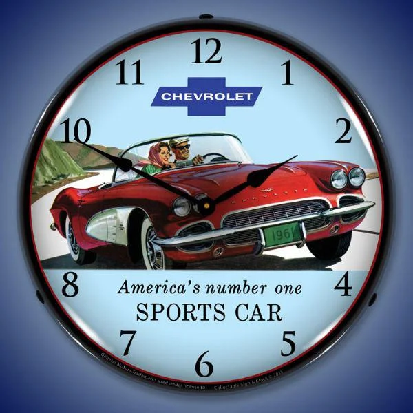 Luxury stone wall clocks-1961 Corvette Backlit LED Clock