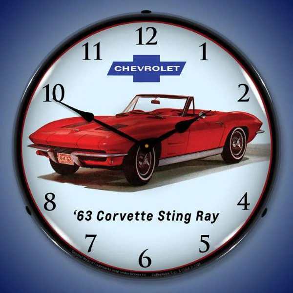 Designer glass chandeliers-1963 Corvette Convertible Backlit LED Clock