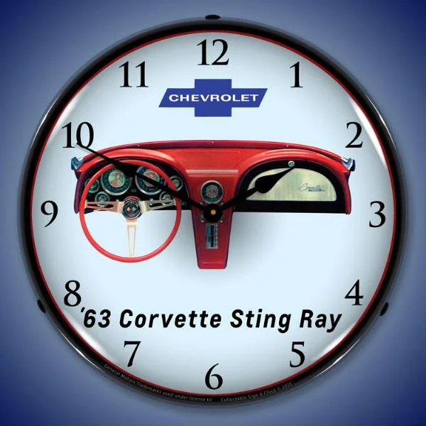 Elegant silver table coasters-1963 Corvette Dash Backlit LED Clock