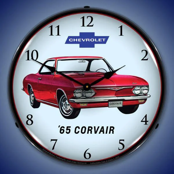 Minimalist rattan throw blankets-1965 Corvair Backlit LED Clock