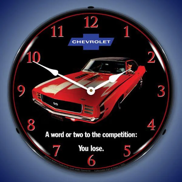 Stylish woven wall art-1969 RS SS Camaro Backlit LED Clock